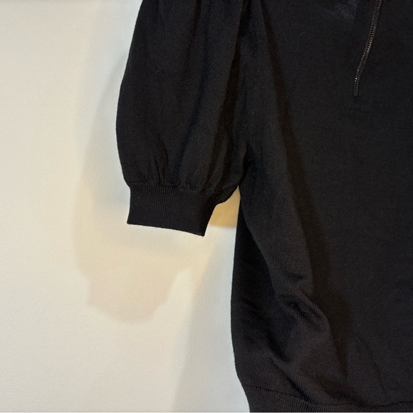 Alice + Olivia Black Puff Sleeve Top with White Collar - Picture 11 of 15